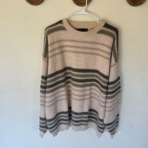 Vintage Warren Scott Striped Beige and Green Sweater size XL